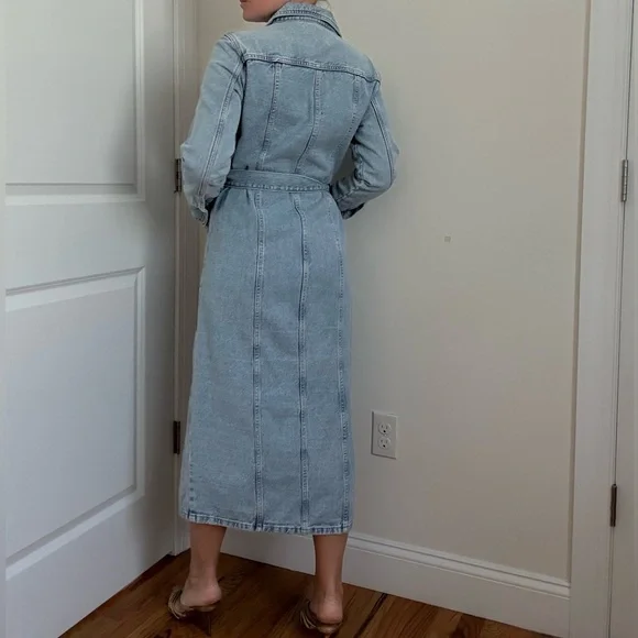 Zara Light Blue Denim Midi Dress - Picture 7 of 11
